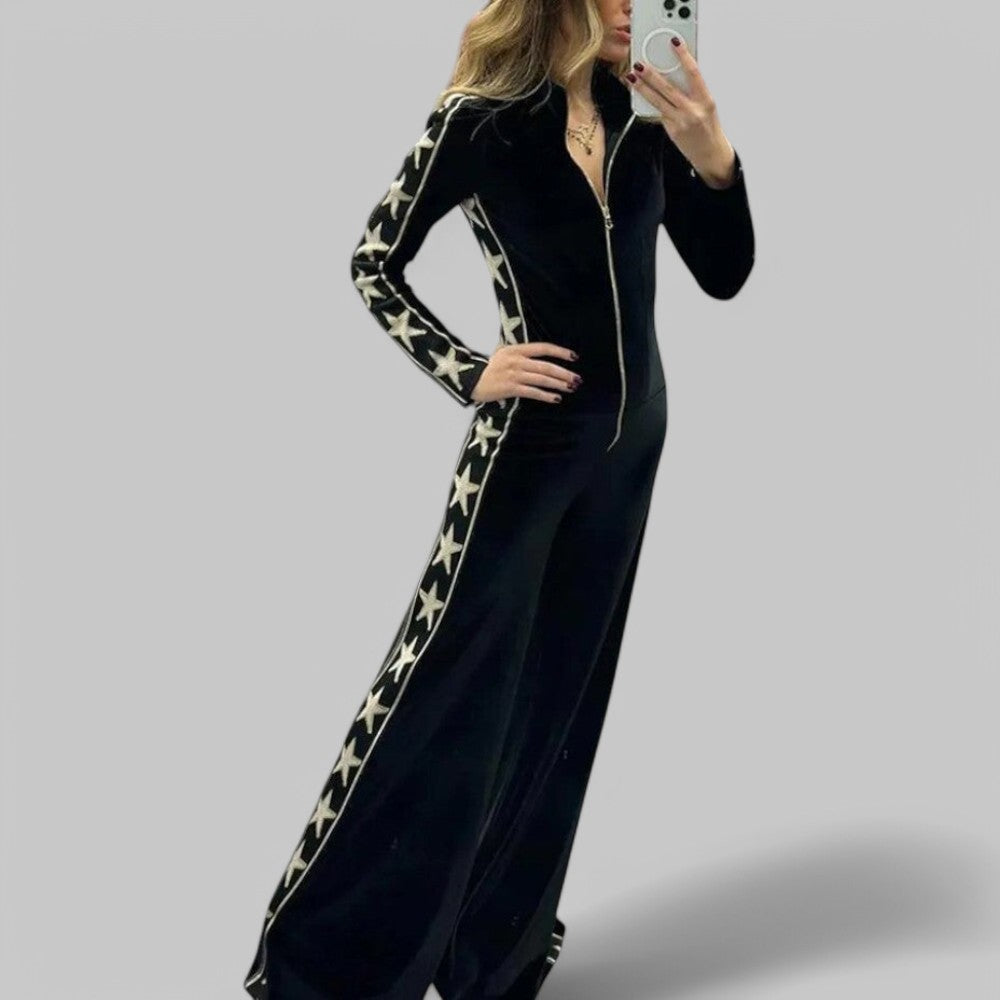 Klyber | Star-Print Velvet Wide-Leg Jumpsuit