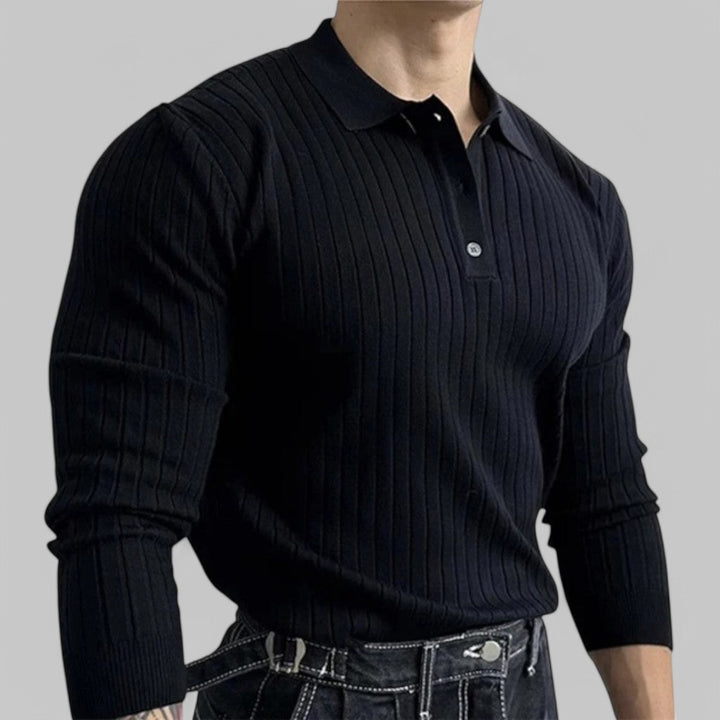 Klyber | Retro Knit Striped Polo Shirt