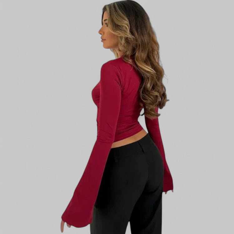 Klyber | Low-Cut V-Neck Flare Lace Shirt