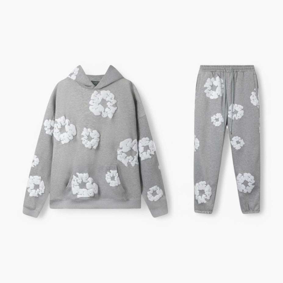 Klyber | Hoodie Jogger Set with White Floral Graphics