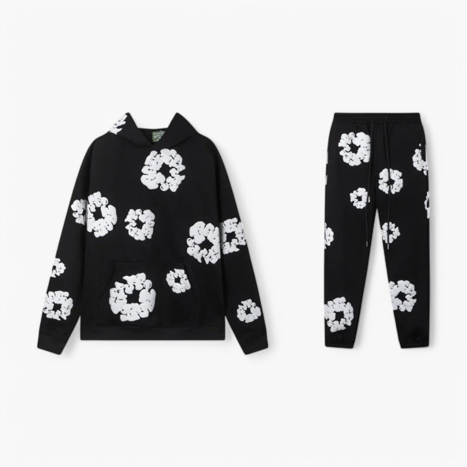 Klyber | Hoodie Jogger Set with White Floral Graphics