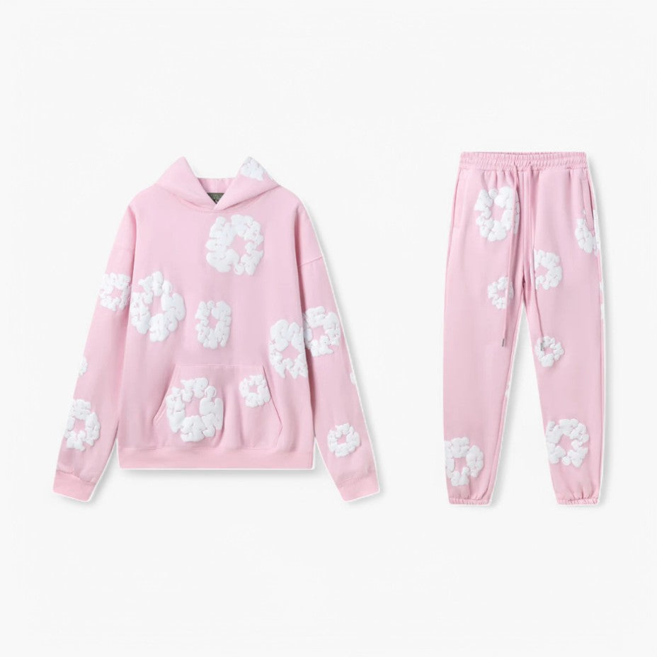 Klyber | Hoodie Jogger Set with White Floral Graphics