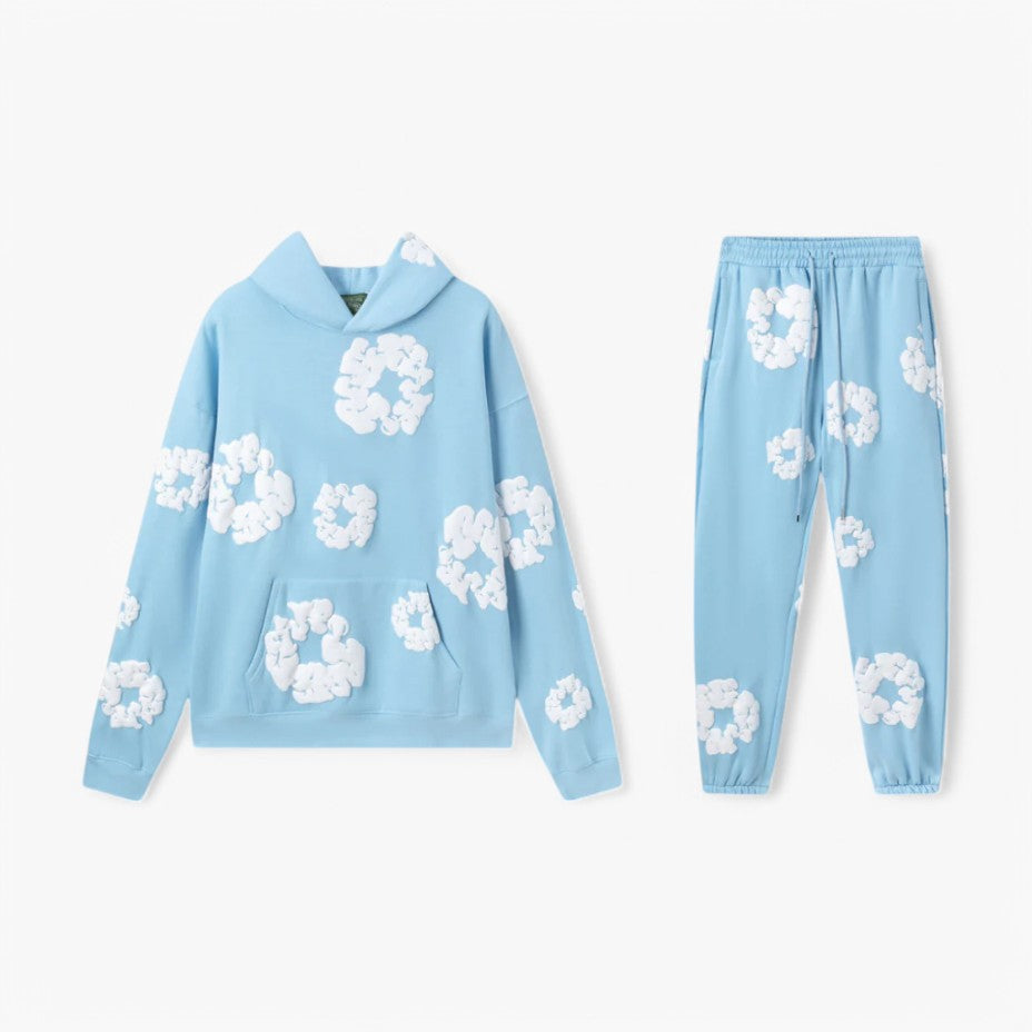 Klyber | Hoodie Jogger Set with White Floral Graphics