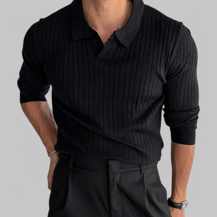 Klyber | Retro Knit Striped Polo Shirt