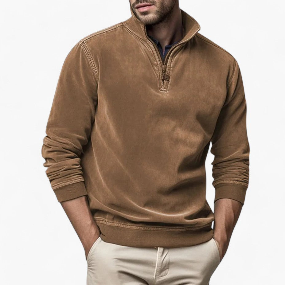 Men's Casual Half-Zip Stand Collar Jumper