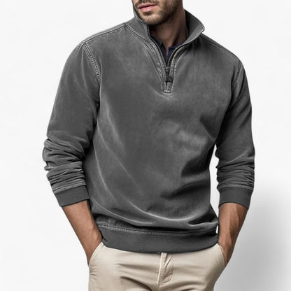 Men's Casual Half-Zip Stand Collar Jumper