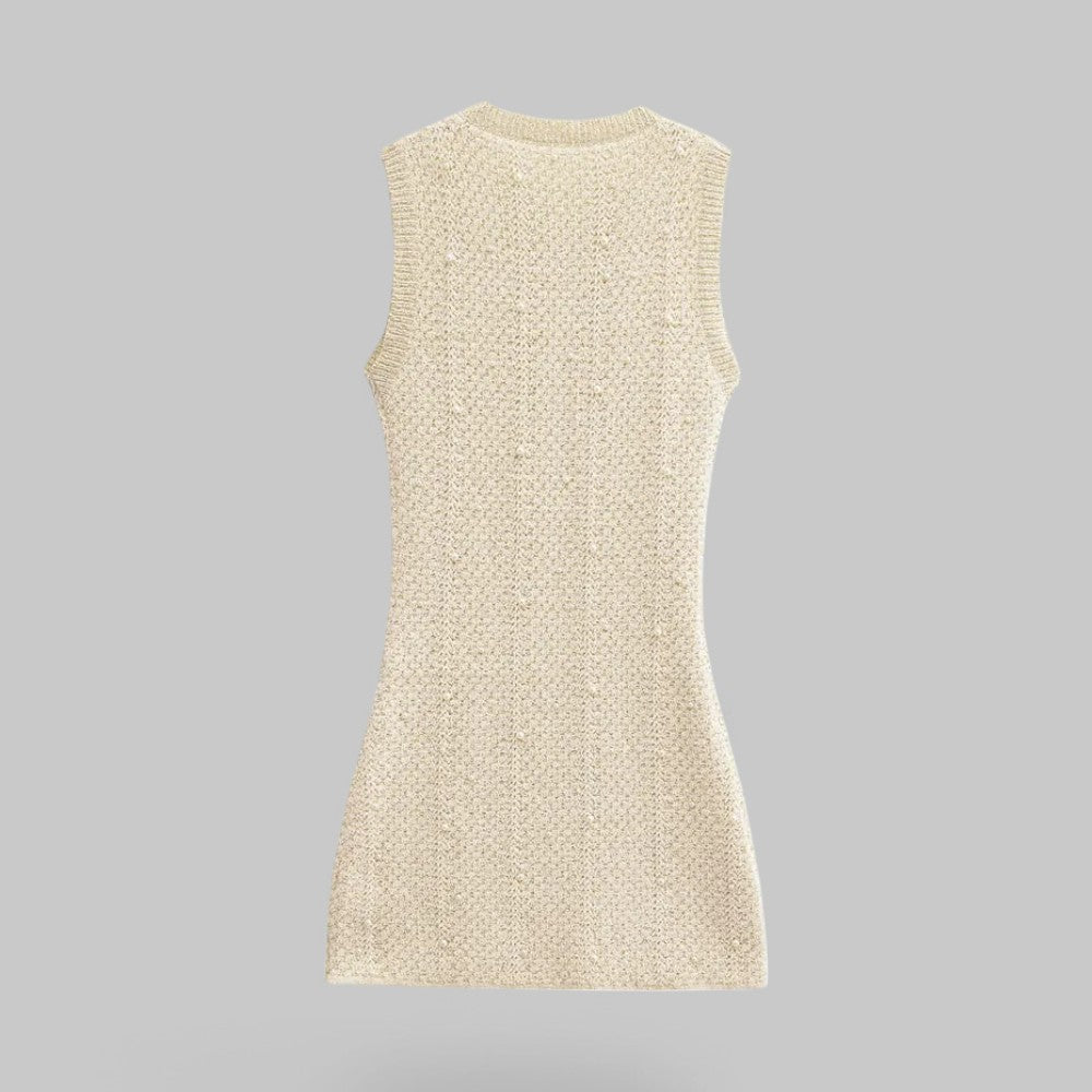 Klyber | Sleeveless Faux Pearl Knit Mini Dress