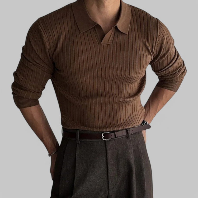 Klyber | Retro Knit Striped Polo Shirt