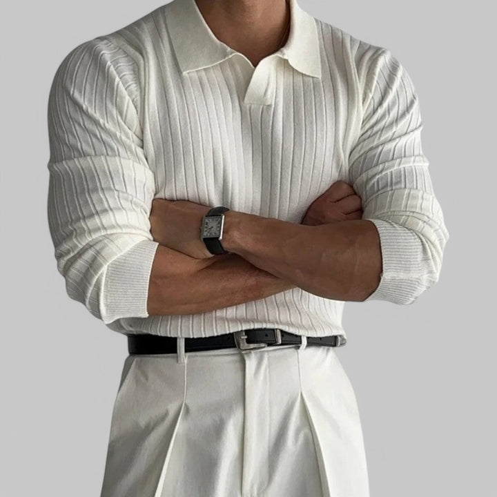 Klyber | Retro Knit Striped Polo Shirt