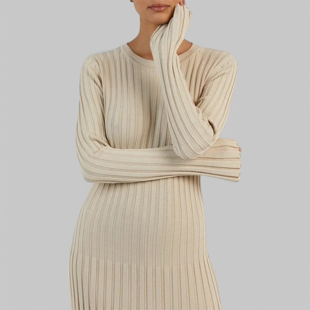 Klyber | Long Sleeve Ribbed Knit Maxi Dress