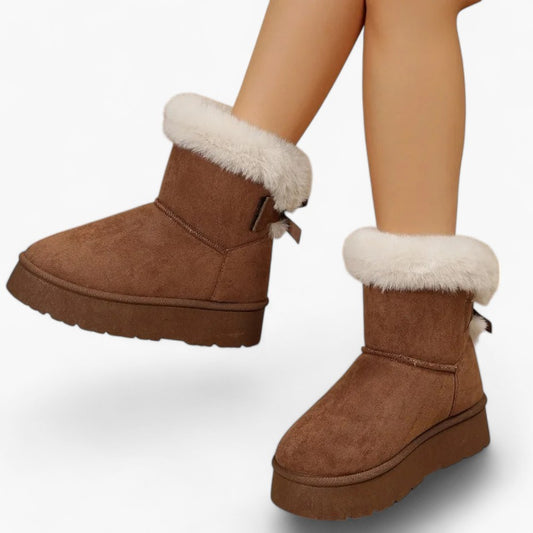 Fur Winter Boots with Bow