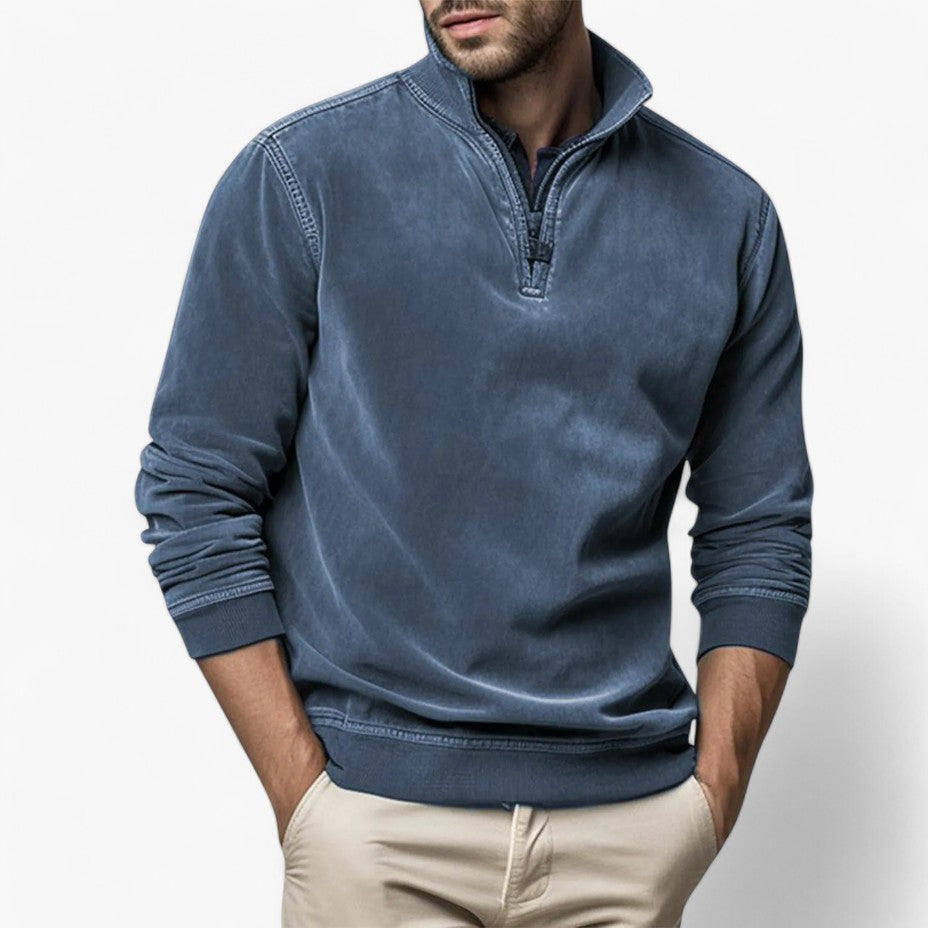 Men's Casual Half-Zip Stand Collar Jumper